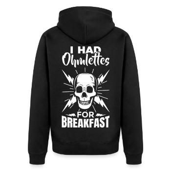 Electrician joke - Unisex Premium Organic Zip Hoodie - black - Back - Nico (187cm)