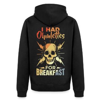 Lustiger Elektroniker Spruch - Unisex Premium Bio Zip Hoodie - Schwarz - Hinten - Nico (187cm)