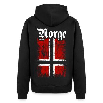 Norge | Norwegen mit Norwegischer Flagge - Unisex Premium Bio Zip Hoodie - Schwarz - Hinten - Nico (187cm)