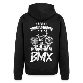 BMX Grandpa - Unisex Premium Organic Zip Hoodie - black - Back - Nico (187cm)