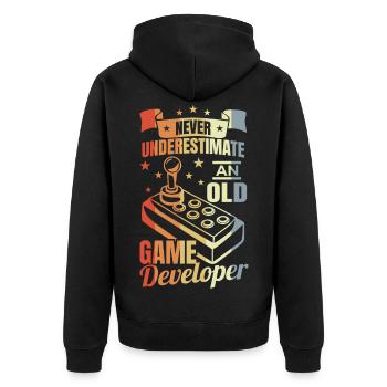 Game Developer Grandpa - Unisex Premium Organic Zip Hoodie - black - Back - Nico (187cm)