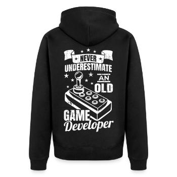 Old game developer grandfather - Unisex Premium Organic Zip Hoodie - black - Back - Nico (187cm)