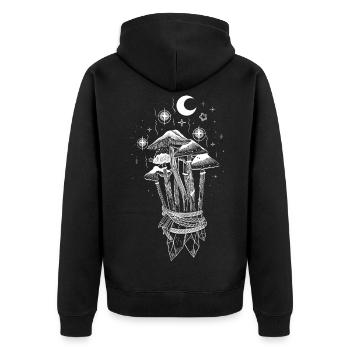 Mushrooms Magic Magic Mushrooms - Unisex Premium Organic Zip Hoodie - black - Back - Nico (187cm)