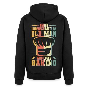 Ne sous-estimez jamais un vieux boulanger - Veste à capuche bio Premium Unisexe - noir - Dos - Nico (187cm)