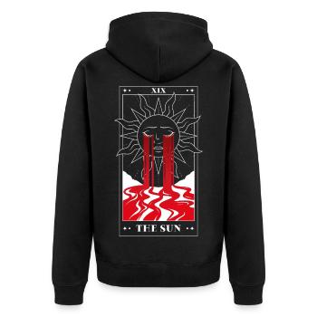 The Sun Tarot – Dark Occult Art - Unisex Premium Organic Zip Hoodie - black - Back - Nico (187cm)