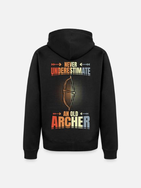 Never underestimate old archers - Unisex Premium Organic Zip Hoodie - black