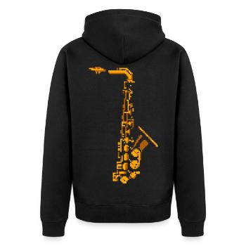 Saxophone Pixel Art - Veste à capuche bio Premium Unisexe - noir - Dos - Nico (187cm)