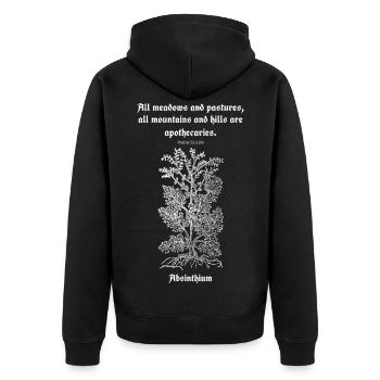Lateinisches Zitat von Paracelsus – Absinthium Illustration - Unisex Premium Bio Zip Hoodie - Schwarz - Hinten - Nico (187cm)