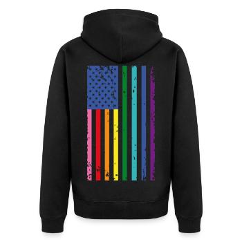 Drapeau arc-en-ciel des États-Unis - Veste à capuche bio Premium Unisexe - noir - Dos - Nico (187cm)