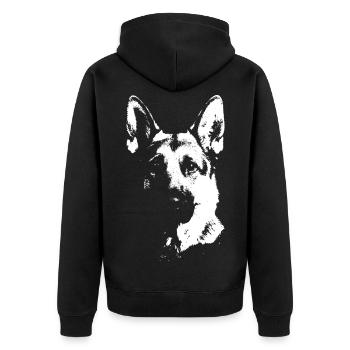 German Shepherd T-shirt – loyal dog protector - Unisex Premium Organic Zip Hoodie - black - Back - Nico (187cm)