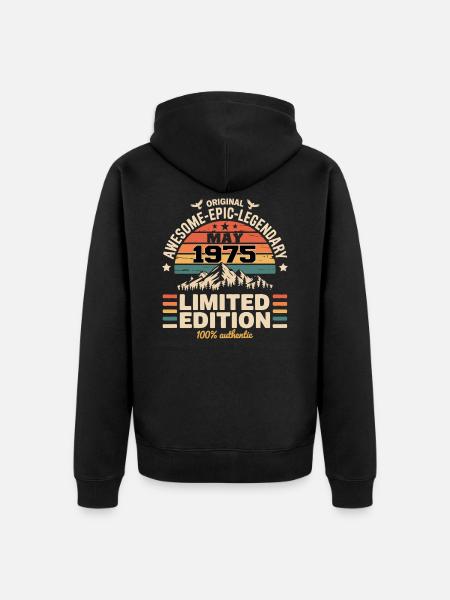 May 1975 - May 1975 - Unisex Premium Organic Zip Hoodie - black