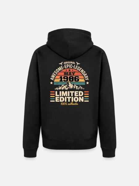 May 1986 - May 1986 - Unisex Premium Organic Zip Hoodie - black