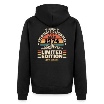 May 1974 - May 1974 - Unisex Premium Organic Zip Hoodie - black - Back - Nico (187cm)