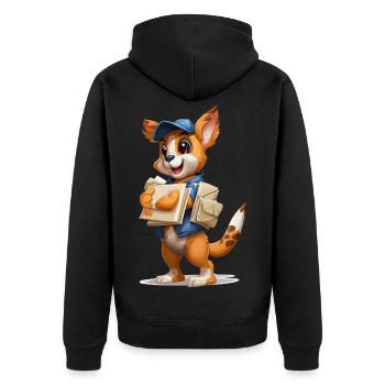 Postbote-Welpe mit Briefen - Unisex Premium Bio Zip Hoodie - Schwarz - Hinten - Nico (187cm)