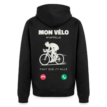 Mon Vélo M’Appelle Faut Que J’Y Aille Humour  - Veste à capuche bio Premium Unisexe - noir - Dos - Nico (187cm)