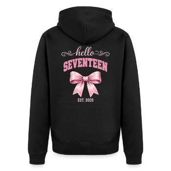 Hallo Siebzehn, 17-Jähriger ist 2009 Geburtstagsknoten - Unisex Premium Bio Zip Hoodie - Schwarz - Hinten - Nico (187cm)