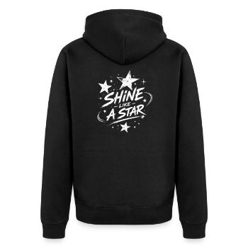 Leuchte wie ein Stern – Gwiezdny Blask - Unisex Premium Bio Zip Hoodie - Schwarz - Hinten - Nico (187cm)