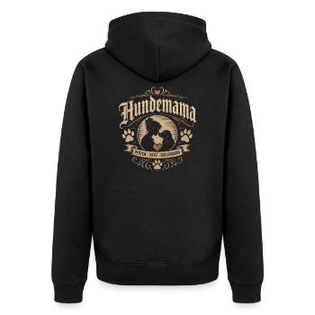 Hundemama Vintage - Unisex Premium Bio Zip Hoodie - Schwarz - Hinten - Nico (187cm)