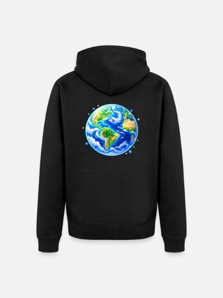 Weltkugel in Farbglanz - Unisex Premium Bio Zip Hoodie - Schwarz