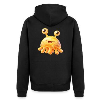 Sonniger Schleimfreund Gelb - Unisex Premium Bio Zip Hoodie - Schwarz - Hinten - Nico (187cm)