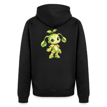 Grünes Pflanzwesen Charme - Unisex Premium Bio Zip Hoodie - Schwarz - Hinten - Nico (187cm)