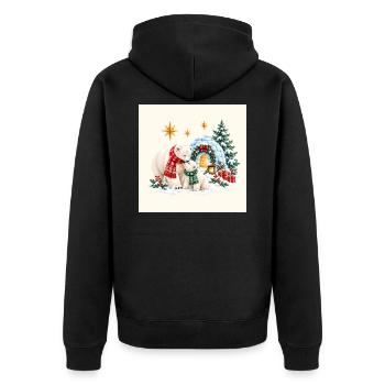 Eisbär-Familie Weihnachtsiglu - Unisex Premium Bio Zip Hoodie - Schwarz - Hinten - Nico (187cm)