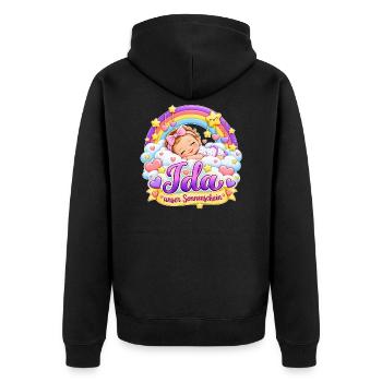 Ida Sonnenschein Regenbogen - Unisex Premium Bio Zip Hoodie - Schwarz - Hinten - Nico (187cm)