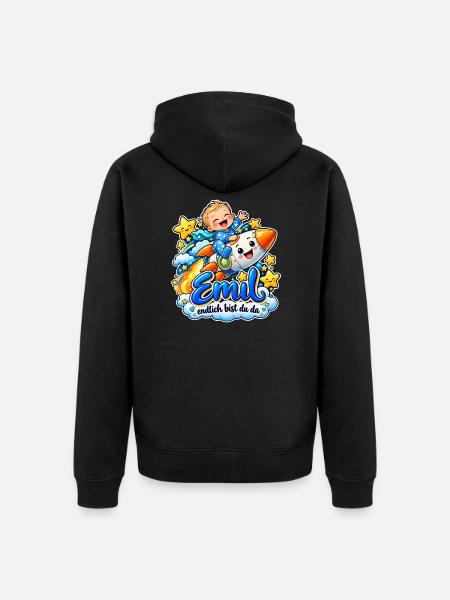 Emil Endlich Da Raketenbaby - Unisex Premium Bio Zip Hoodie - Schwarz