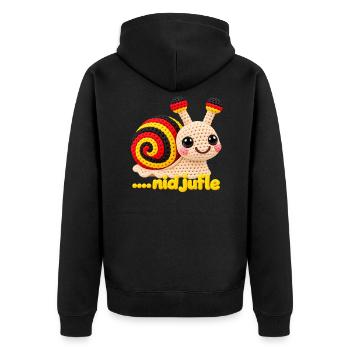 Nid juflä – Berndeutsch Spruch mit Schnecke - Unisex Premium Bio Zip Hoodie - Schwarz - Hinten - Nico (187cm)