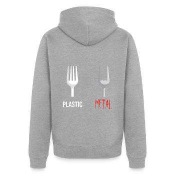 Fourchette Plastic Metal Musique - Veste à capuche bio Premium Unisexe - gris chiné - Dos - Nico (187cm)