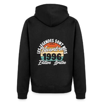 Cadeau Les légendes sont nées en Novembre 1996 - Veste à capuche bio Premium Unisexe - noir - Dos - Nico (187cm)