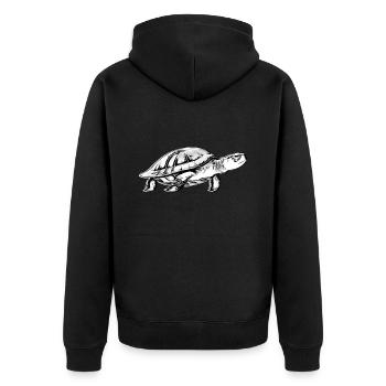 Turtle in black and white - Unisex Premium Organic Zip Hoodie - black - Back - Nico (187cm)