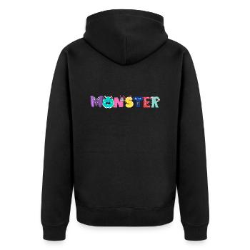 Monster Alphabet - Unisex Premium Organic Zip Hoodie - black - Back - Nico (187cm)