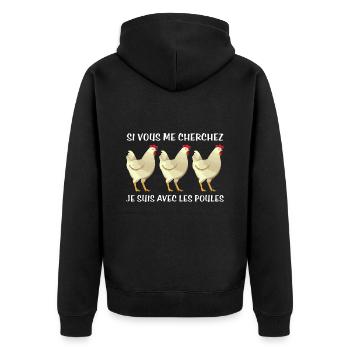 Cadeau agriculteur éleveur de poules - Veste à capuche bio Premium Unisexe - noir - Dos - Nico (187cm)