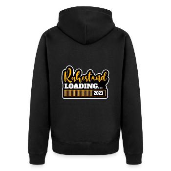 Ruhestand Geschenk Rente Rentner Rentnerin Spruch - Unisex Premium Bio Zip Hoodie - Schwarz - Hinten - Nico (187cm)