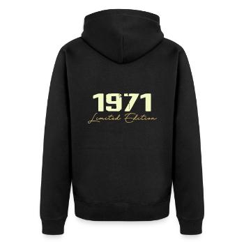 1971 Édition Limitée - 1971 Cadeau D'anniversaire - Veste à capuche bio Premium Unisexe - noir - Dos - Nico (187cm)