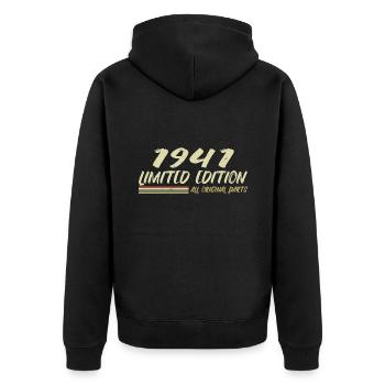 1941 Geburtstagsgeschenkidee 1941 - Unisex Premium Bio Zip Hoodie - Schwarz - Hinten - Nico (187cm)
