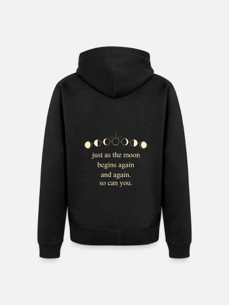 Moon Inspiring Saying Universe Motivation - Unisex Premium Organic Zip Hoodie - black