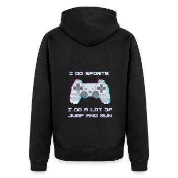Drôle de jeu disant Gamer Jump and Run Sport - Veste à capuche bio Premium Unisexe - noir - Dos - Nico (187cm)