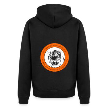 Motivating saying Tiger Mindset Inspiration - Unisex Premium Organic Zip Hoodie - black - Back - Nico (187cm)