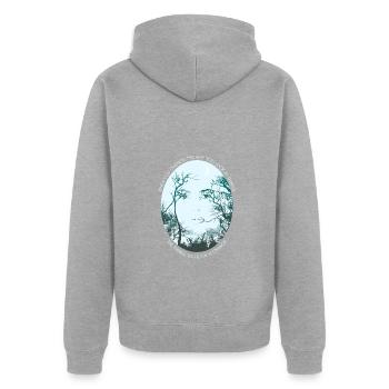 Inspiring saying Trees Philosophy Forest Quote - Unisex Premium Organic Zip Hoodie - heather grey - Back - Nico (187cm)