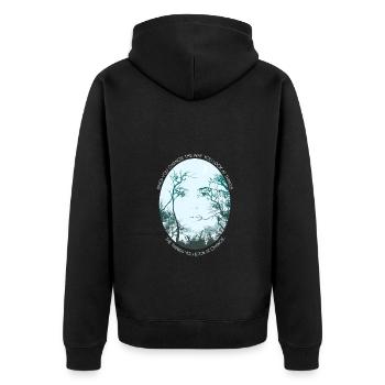 Inspirierender Spruch Bäume Philosophie Wald Zitat - Unisex Premium Bio Zip Hoodie - Schwarz - Hinten - Nico (187cm)