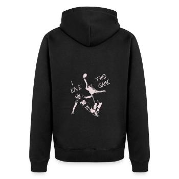 Football Spruch I love this game Catch Receiver - Unisex Premium Bio Zip Hoodie - Schwarz - Hinten - Nico (187cm)