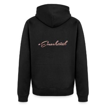 Einzelstück - Unisex Premium Bio Zip Hoodie - Schwarz - Hinten - Nico (187cm)