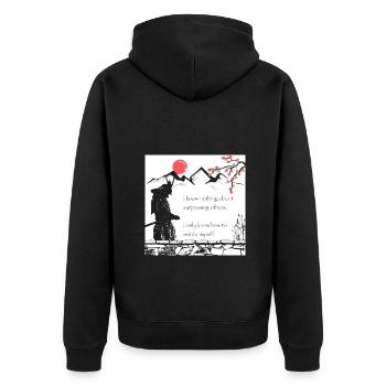 Samurai Zitat Japan Krieger Inspirierender Spruch - Unisex Premium Bio Zip Hoodie - Schwarz - Hinten - Nico (187cm)