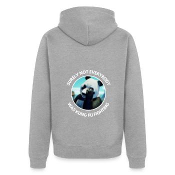 Panda Bear Kung Fu Fighting Witz lustiger Spruch - Unisex Premium Bio Zip Hoodie - Grau meliert - Hinten - Nico (187cm)