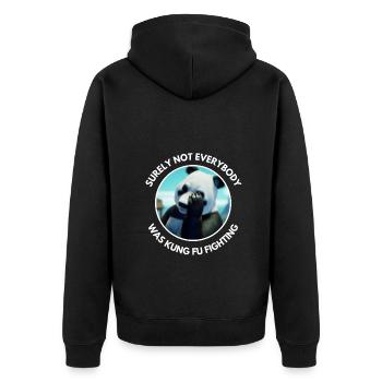 Panda Bear Kung Fu Fighting Witz lustiger Spruch - Unisex Premium Bio Zip Hoodie - Schwarz - Hinten - Nico (187cm)