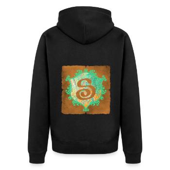 e 36 s - Unisex Premium Bio Zip Hoodie - Schwarz - Hinten - Nico (187cm)