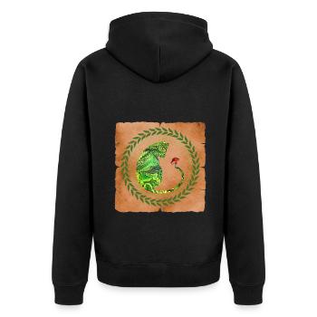 katze mit pilz e 35 - Unisex Premium Bio Zip Hoodie - Schwarz - Hinten - Nico (187cm)