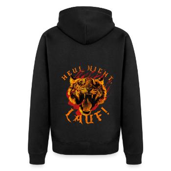 Heul nicht, Lauf! - Laufen, Joggen, Sport, Läufer - Unisex Premium Bio Zip Hoodie - Schwarz - Hinten - Nico (187cm)